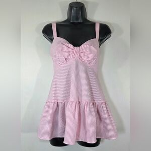 NEW KATE SPADE SEERSUCKER STRIPE BOW TOP BLOUSE.